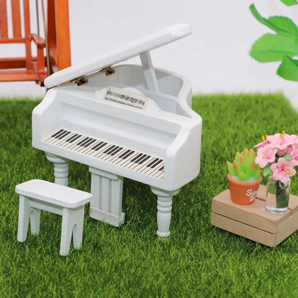 Simulation furniture toy TOP Miniature Wooden Grand Piano Mini Doll Furniture Model For 1/12 Dollhouse 6.26
