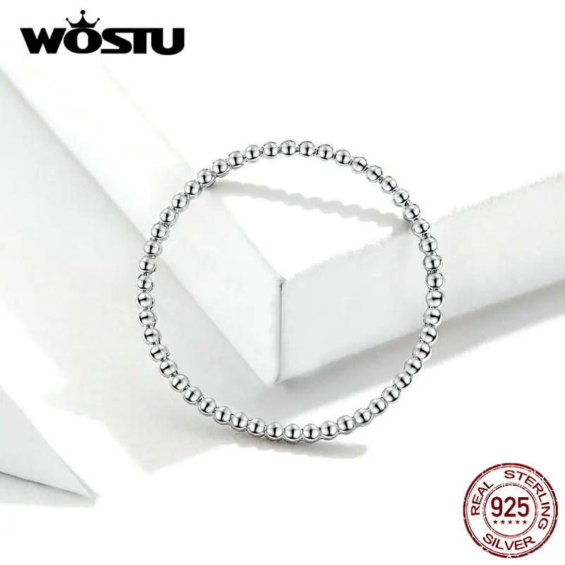 WOSTU реальные 925 пробы Серебряные кольца, дизайн, простой и стильный Форма кольца модные S925 ювелирные изделия CQR574