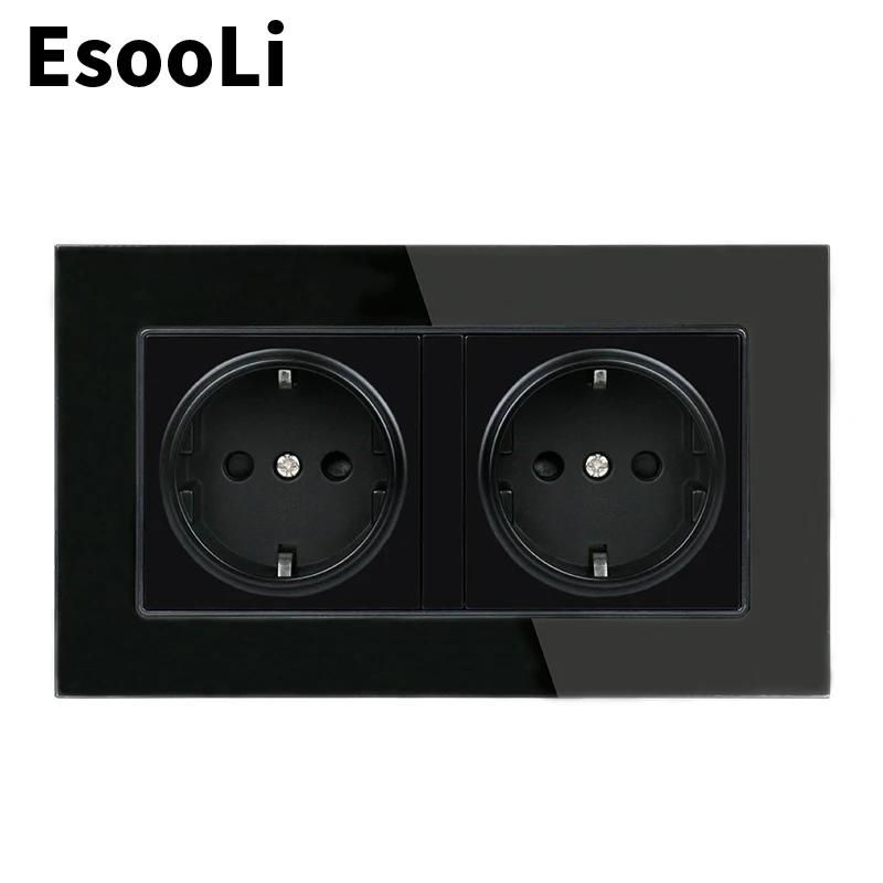 Двойная стеклянная панель EsooLi 16 А с заземлением и защитой от детей|Электрические