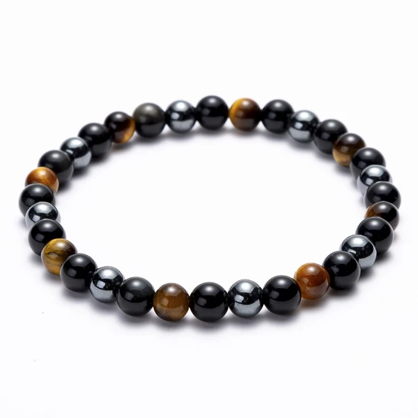 6 MM Гематит черный обсидиан камни тигровый глаз Strand бисером стрейч браслеты мощная энергия для мужчин женщин ювелирные изделия 6 мм 8 мм 10 мм варианты - Окраска металла: 6 MM