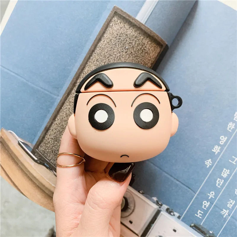 3D милый японский мультфильм Чи-Би Маруко карандаш Shin-chan кожухи головных телефонов для Apple Airpods 1 2 силиконовый защитный чехол