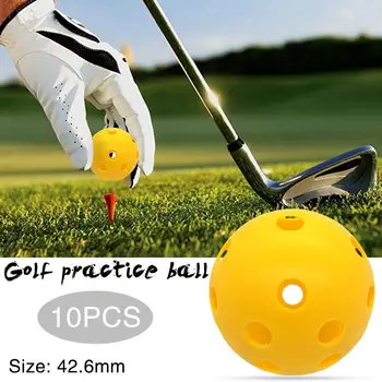 

10PCS Plastic Airflow Hollow Golf Ball Practice Training Sports Ball Indoor Golf Training Ball For Pre-game Warm Ups