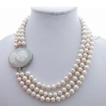 

Natural 9-10mm White Pearl Necklace