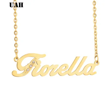 

UAH Fiorella Name or Custom Necklace Stainless Steel Gold Chain Necklace Personalized Name Necklaces For Women Men Boho Jewelry