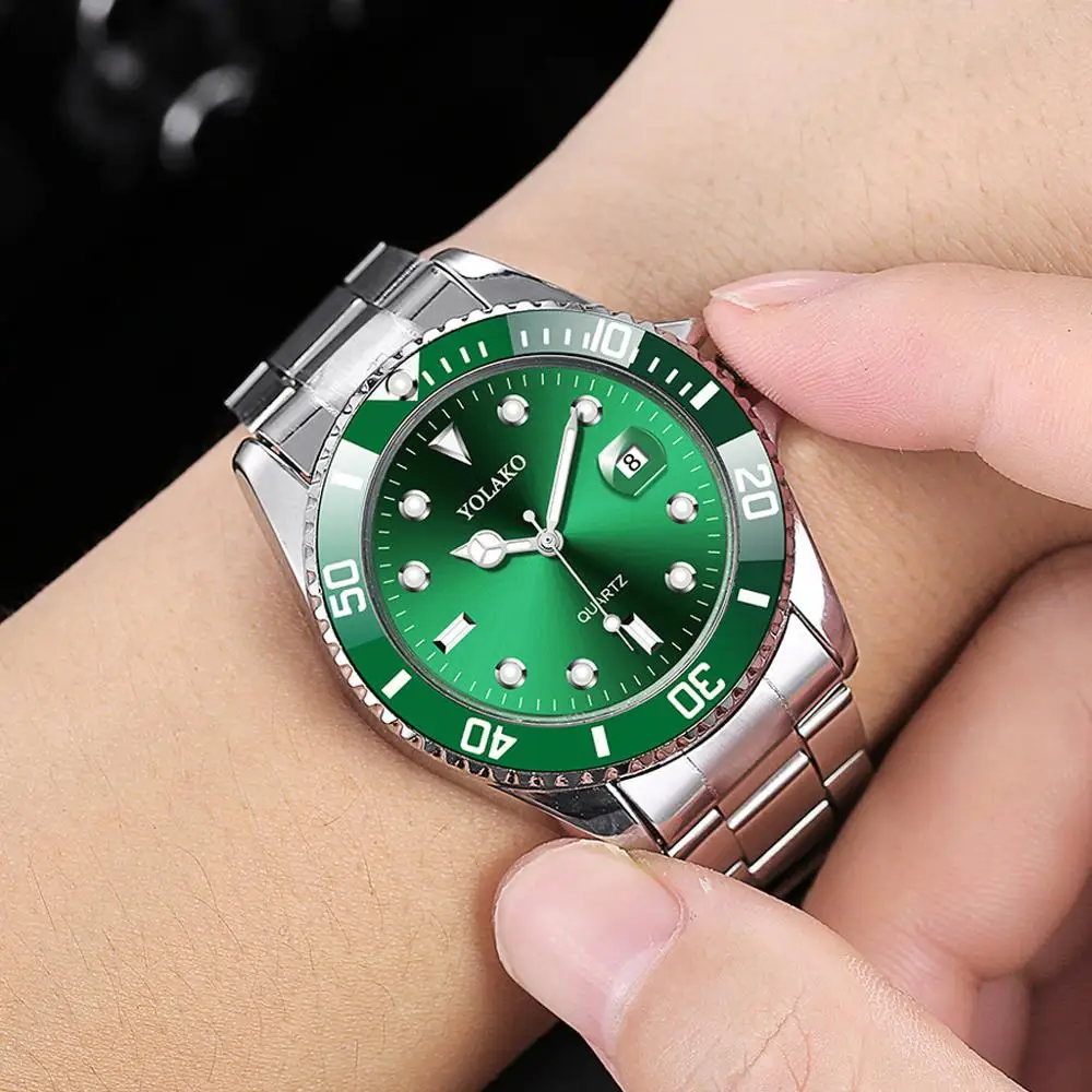 Reloj Hombre мужские Модные Зеленые часы 2020 Топ бренд Роскошные Мужские кварцевые