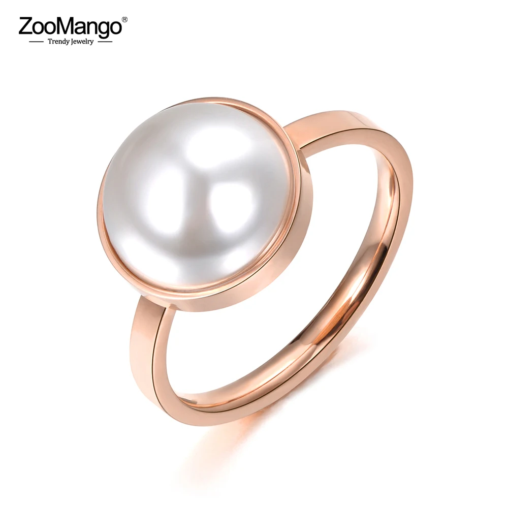 Модное обручальное кольцо ZooMango из нержавеющей стали 316L с белым искусственным