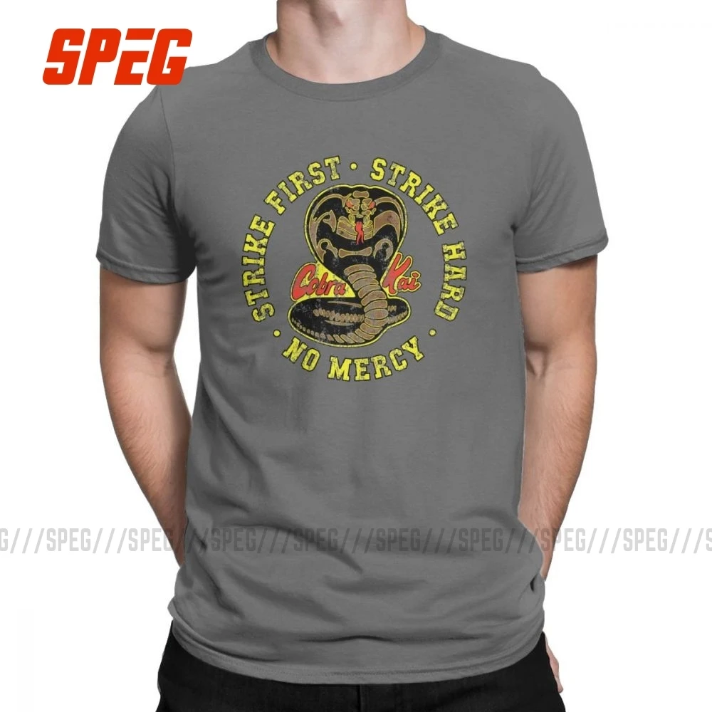 Cobra Kai Distressed футболка для мужчин Strike First Hard No Mercy каратэ Детские хлопковые футболки