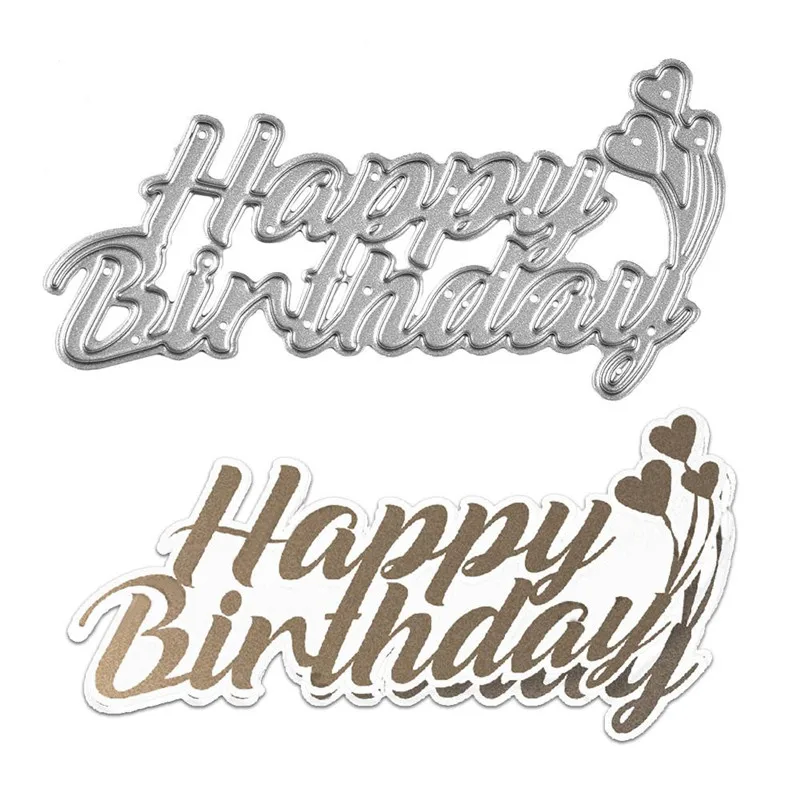 YaMinSanNiO штампы с надписью Happy Birthday металлические для скрапбукинга тиснения