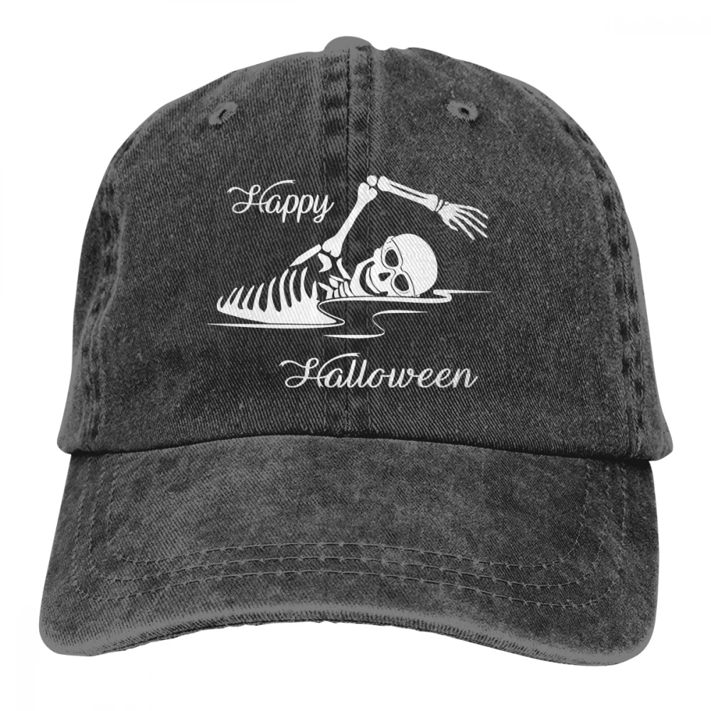 Swimmer Скелет Череп Casquette черный унисекс Мужские Женские джинсовые бейсболка с ремешком кепки Регулируемый Гольф папа шляпа