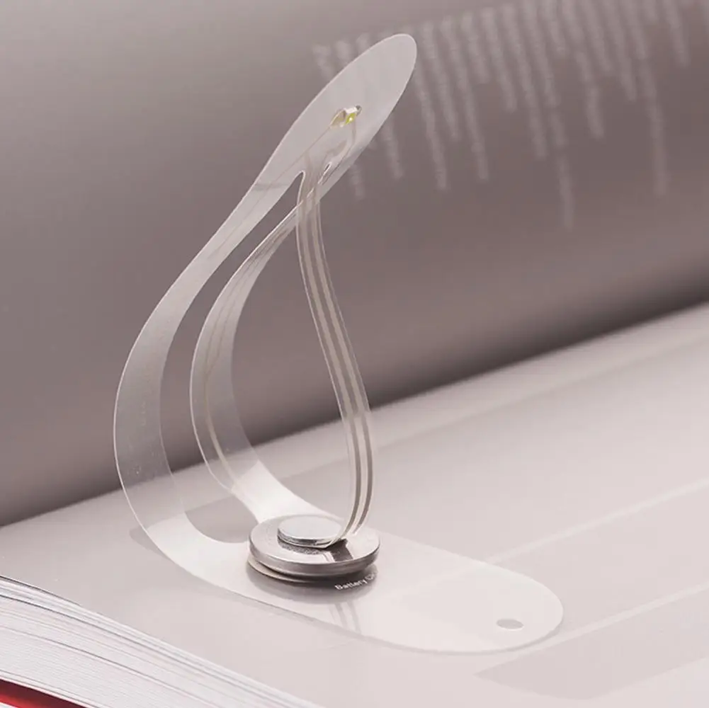 

1pcs Mini Bookmark Led Night Light Travel Portable Reading Light Ultra-thin Clear Small Table Lamp Bedroom Button Battery Power