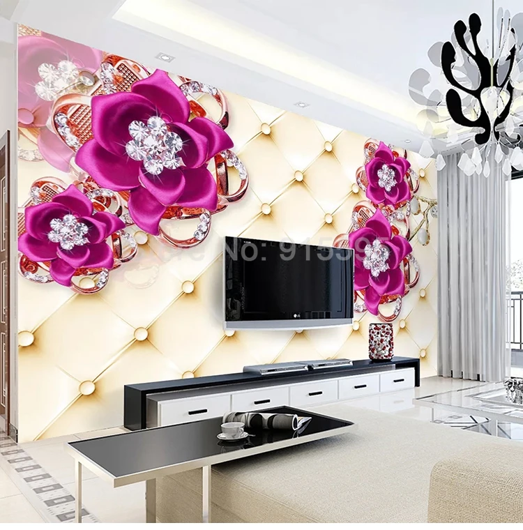 Custom Photo Mural Wallpaper For Bedroom Walls 3D Jewelry Flowers Soft Pack TV Background Art Wall Papers Home Decor Living Room
