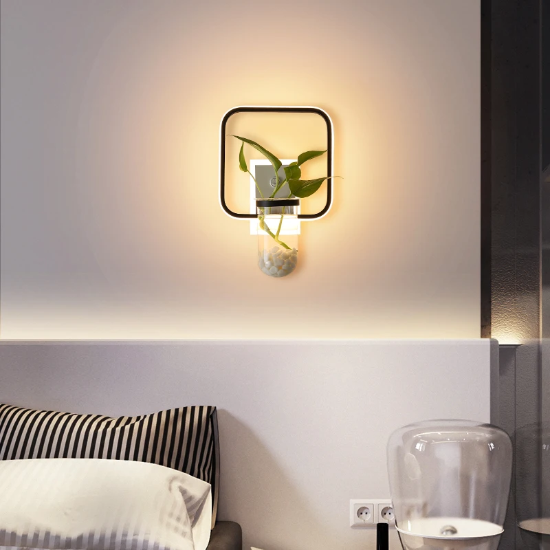 Минималистичный современный светодиодный настенный светильник для гостиной, спальни, прикроватный коридор, прохода для балкона для одежды, креативное растительное бра, настенный светильник