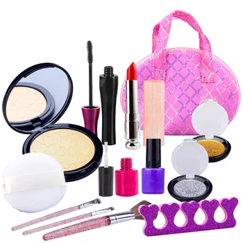 

13Pcs Children Pretend Play Water-soluble Makeup Toy with Paillette Handbag