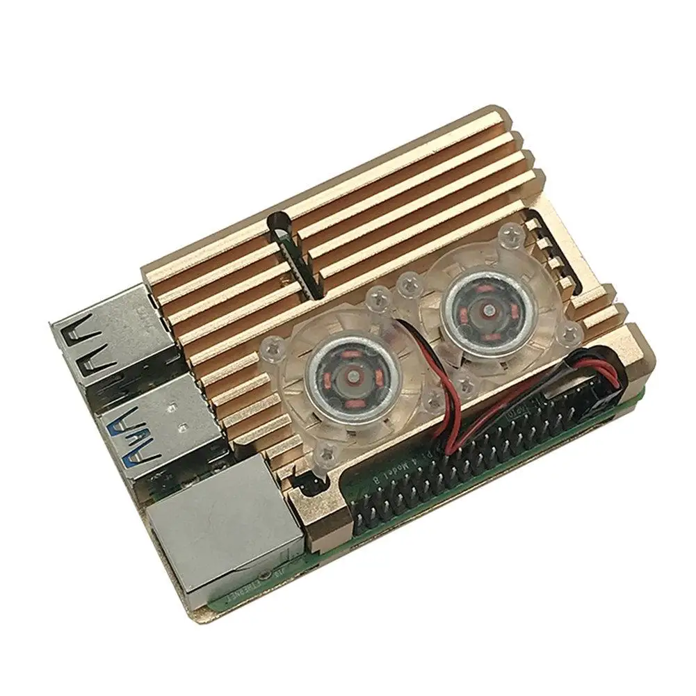 Алюминиевый корпус тепловые аксессуары для раковины с двойным охлаждающим вентилятором и шестигранным гаечным ключом для Raspberry Pi 4/4B