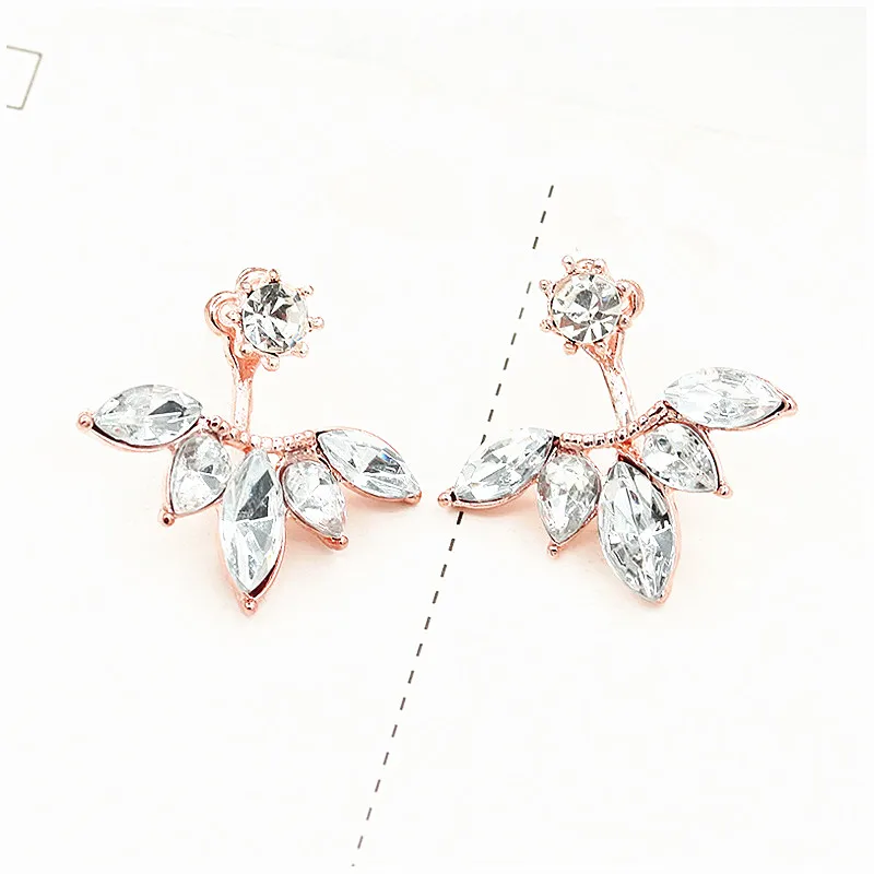 1Pair of Touch the Soul Gold and Silver Plated Leave Crystal Drop Dangle Earrings Fashion Statement Jewelry for Women|crystal dangle earrings|dangle