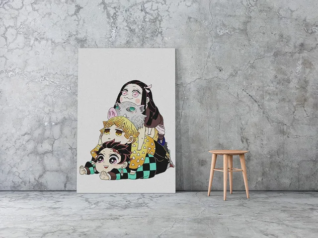 Tanjiro nezuko zenitsu inosuke demon slayer poster quadro de madeira lona  parede arte decoração cópias dormitório