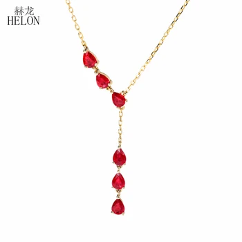 شراءHELON الصلبة 18K الذهب الأصفر 1ct شهادة لا تشوبه شائبة حقيقية الطبيعية روبي المشاركة الزفاف المرأة العصرية الجميلة مجوهرات القلائد