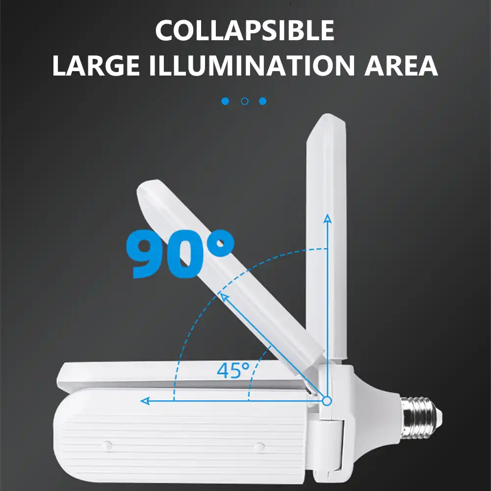 30//45//60W E27 LED Folding Fan Blade Light Angle Adjustable Ceiling Lamp Bulb UK