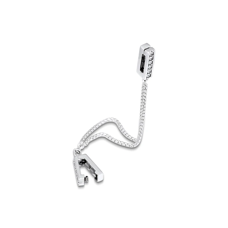 DIY подходит для браслетов Pandora Charms сверкающий предохранительный цепной зажим бусины 925 пробы-серебро-ювелирные изделия