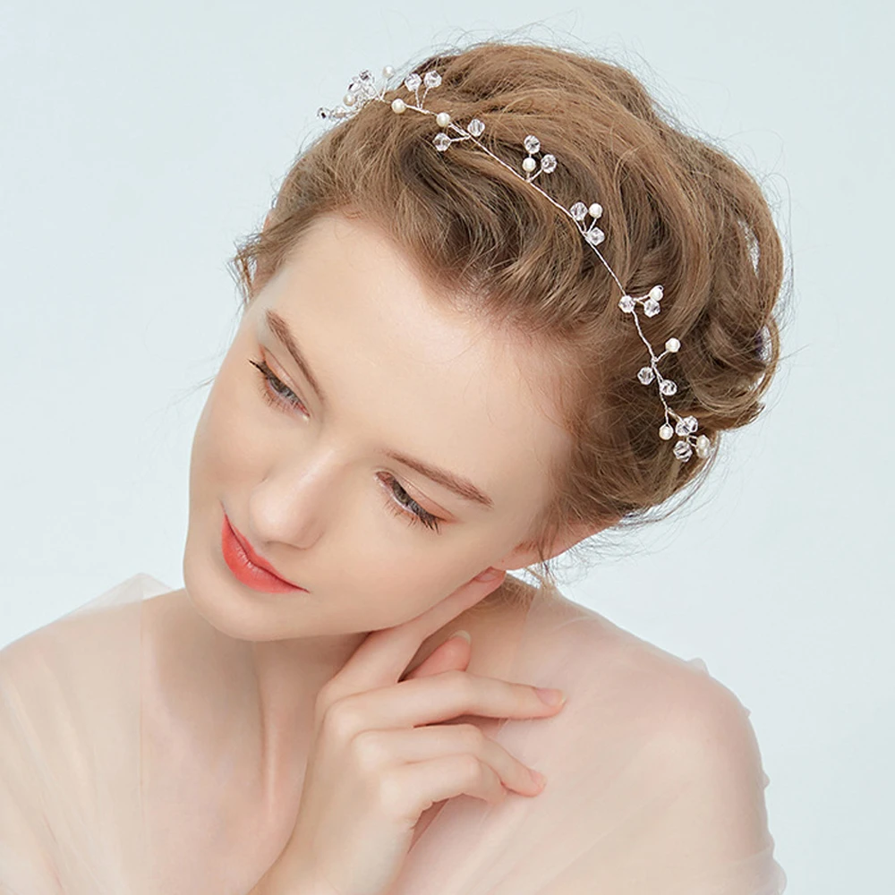 Женский свадебный головной убор облегающий и элегантный со стразами|Свадебные