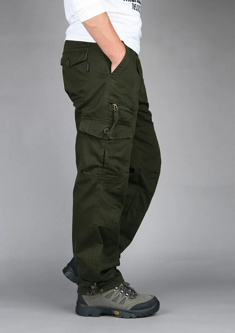 Повседневные хлопковые брюки карго, мужские уличные комбинезоны, Мужская Рабочая одежда с несколькими карманами, длинные брюки, Мужская Тактическая Военная униформа брюки