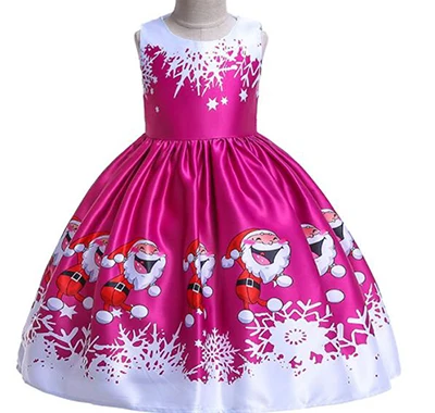 Рождественское детское платье фантазийное платье принцессы для девочек шелковое платье с принтом Санта-Клауса для маленьких девочек вечерние платья для костюмированной вечеринки подарок на год для малышей - Цвет: Серый