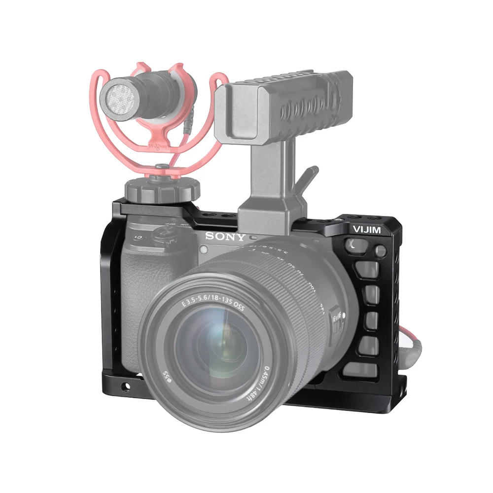 Металлическая клетка для камеры для sony A6500 A6400 A6300 A6100 защитная рамка w/Холодный башмак крепление для ручки светодиодный видео Освещение микрофоны