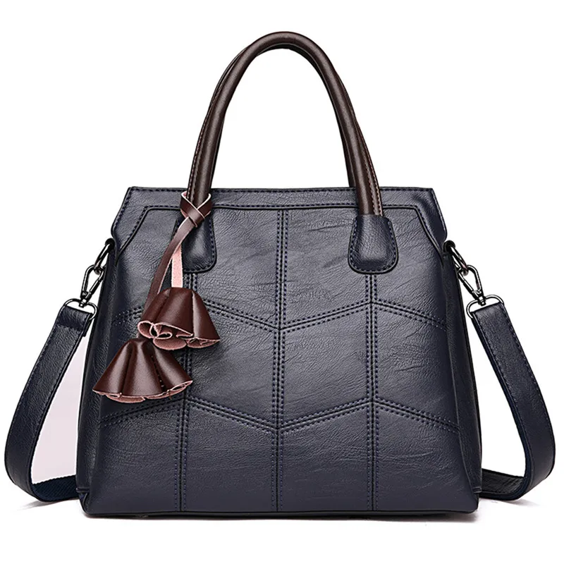 Популярные Роскошные сумки из натуральной кожи, женские дизайнерские сумки высокого качества, повседневная сумка-тоут, женская сумка через плечо, женская сумка - Цвет: BLUE