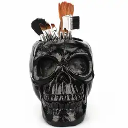Черный череп орнамент Скелет настольная подставка для ручек карандаш органайзер для хранения косметики