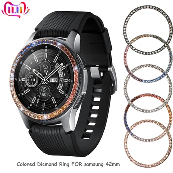 

Colored Diamond Case For Samsung Galaxy Watch 42mm ring protector cover Sport fashion Adhesive Metal bumper Accessories 42