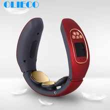 OLIECO электромагнитный массажер для шеи портативный USB Перезаряжаемый прибор для массажа шейки матки английский голос 4 режима Светильник Мода