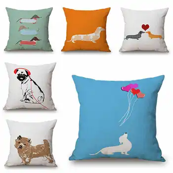 

Cute Animal Pet Dog Cat Pillowcase 18x18" Home Cotton Linen Soft Room Decor Waist Cushion Cover Square Pillow Case