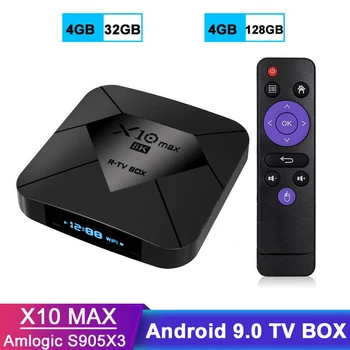 

X10Max TV BOX Android 9.0 Amlogic S905X3 Quad Core 4GB 32GB 64GB Wifi BT 100M 4K Set top box media player