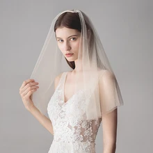 Женская двухслойная свадебная вуаль длиной до плеч с гребнем из тюля элегантная Фата красивые женские свадебные аксессуары цвета шампанского