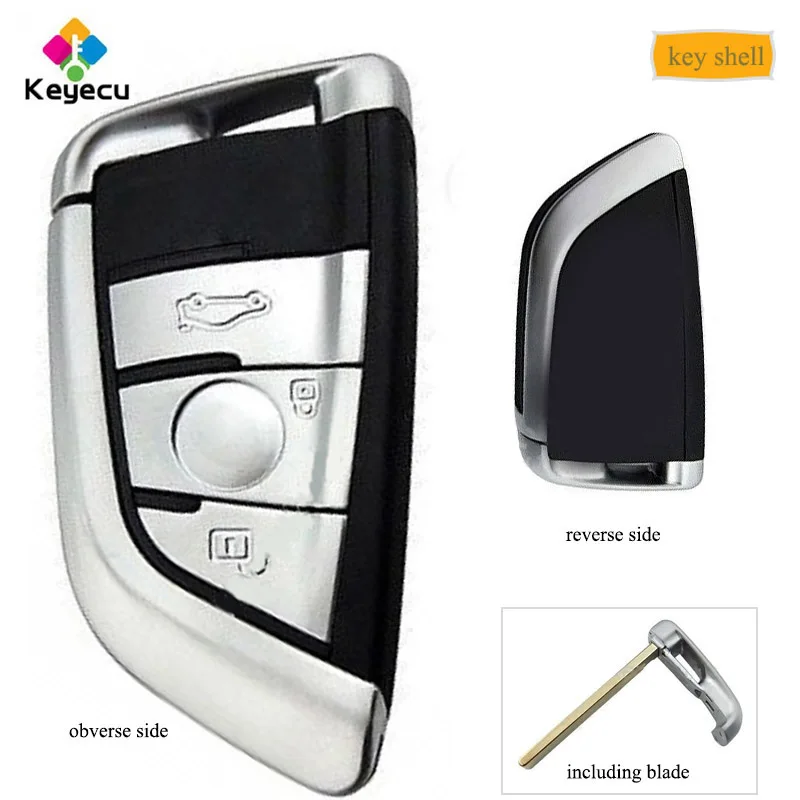 

KEYECU Replacement Smart Remote Key Shell - 3 Buttons - FOB for BMW X5 X6 - Only Key Shell With Uncut Blade No Electronic Parts