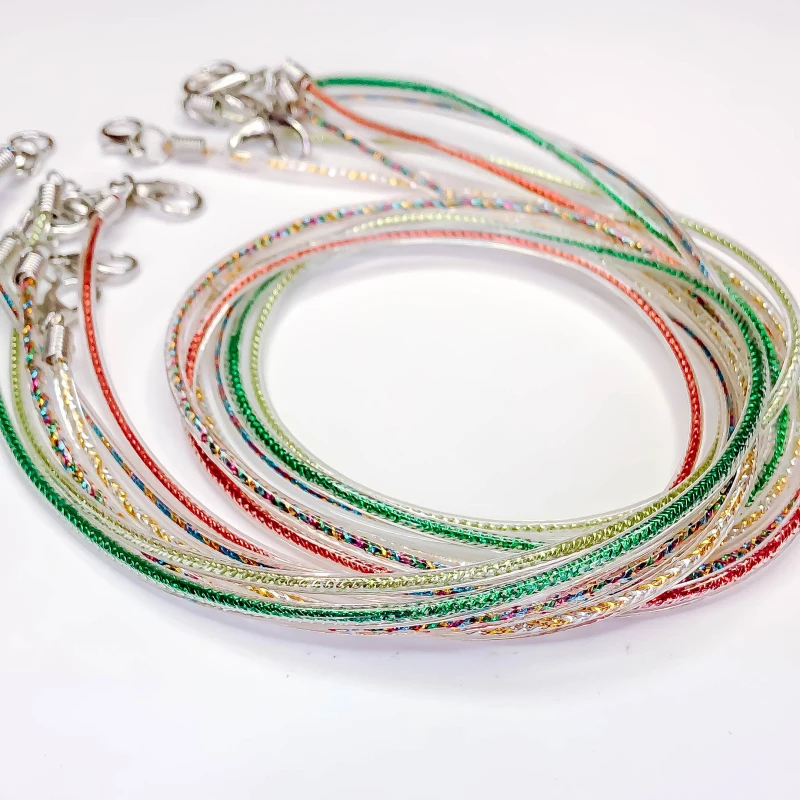 

Handmade Resin Cord Lobster Clasp Transparent Chain Rope Pendant Necklace Charms for Jewelry Finding 66cm 4pcs/lot