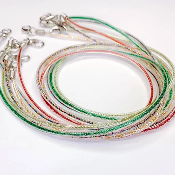 

Handmade Resin Cord Lobster Clasp Transparent Chain Rope Pendant Necklace Charms for Jewelry Finding 66cm 4pcs/lot