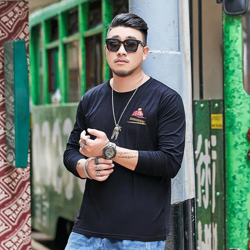 Men Print Casual Men Long Sleeve Cotton Men T-Shirt 5XL 6XL 7XL Long Sleeve T-Shirt T-Shirt Male Luxry T-Shirt