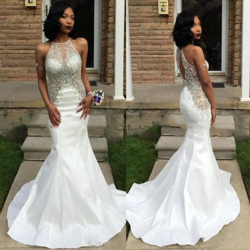 white mermaid evening dress