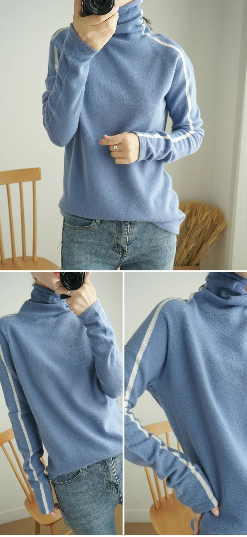 autumn winter wool Sweater High Collar Quality Large size Thick Pullover Warm Female Soft casual Heap collar Sweater