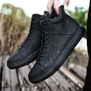

Genuine Leather Martin Mens British Wild Short warm Boots High Boots Snow Military Boots Chelsea boots Men's with fur Shoes