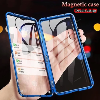 

Metal Magnetic Double side Glass Phone Case For Xiaomi Redmi Note 7 8A K20 K30 Pro Phone Cover For Xiaomi Mi 9 CC9E 9T Flip Case