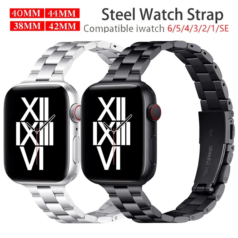 

Slim strap for Apple Watch Band 40mm 44mm 38mm 42mm 40mm Stainless steel watchband metal bracelet correa iwatch 6 5 4 3 se band