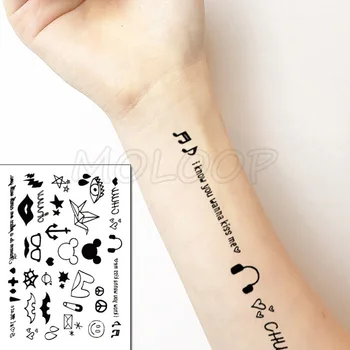 

Cartoon Bat Smiley Anchor Paper Crane Symbol Tattoos Stickers Women Body Waist Arm Art Tattoos Temporary Girls Kid Tatoos Chains