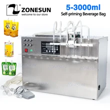 ZONESUN 6 головок самовсасывающий мешок для напитков разливочная машина с цифровым управлением компактная Точная машина для наполнения