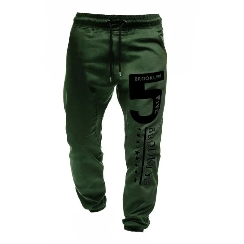 Army green Мужские повседневные эластичные спортивные брюки, облегающие брюки с буквенным принтом, Мужские штаны для бега, спортивные штаны для, модные - Цвет: Army green