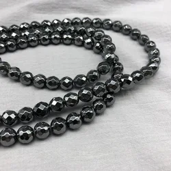 Rhodium Rose Gold Plated Hematite Beads - Premium Natural Stones for DIY Bracelet and Jewelry Making (Faceted black)