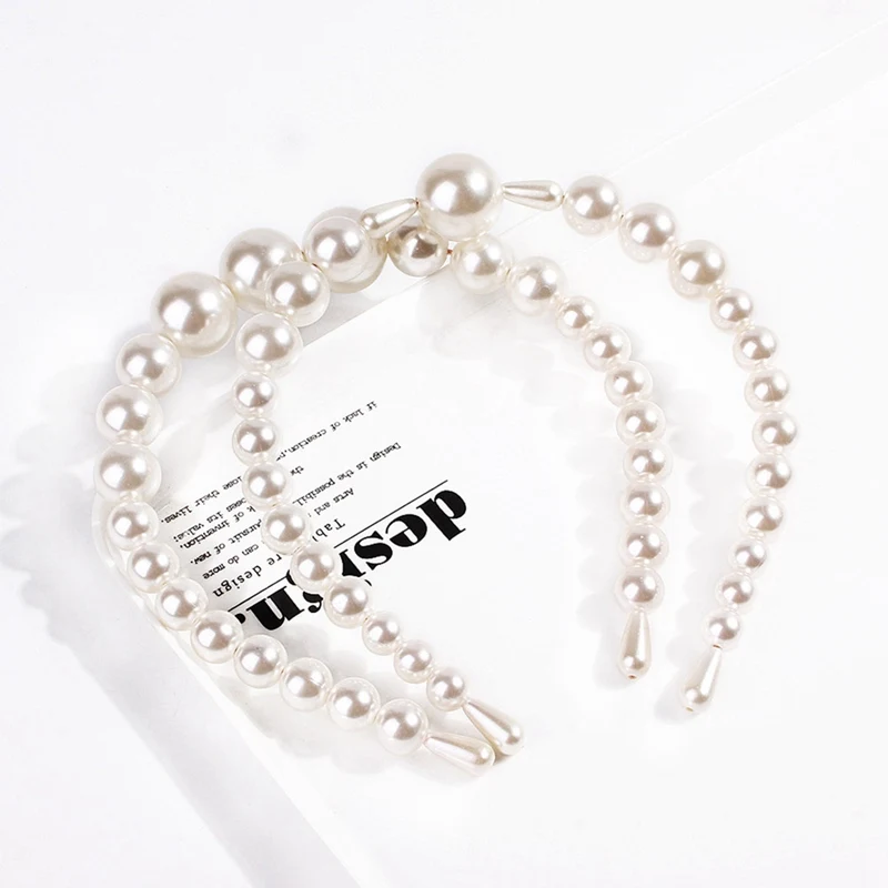 2pcs/set Vintage Women Girls Pearls Hairband Elegant Headband Hair Holder Headwear Head Band Hair Band Sweet Hair Accessories