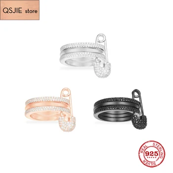 

Fashion Charm Sterling Silver Copy 1:1 Replica,Silver Safety Pin Trio Ring Women Monaco Jewelry Gift With Logo