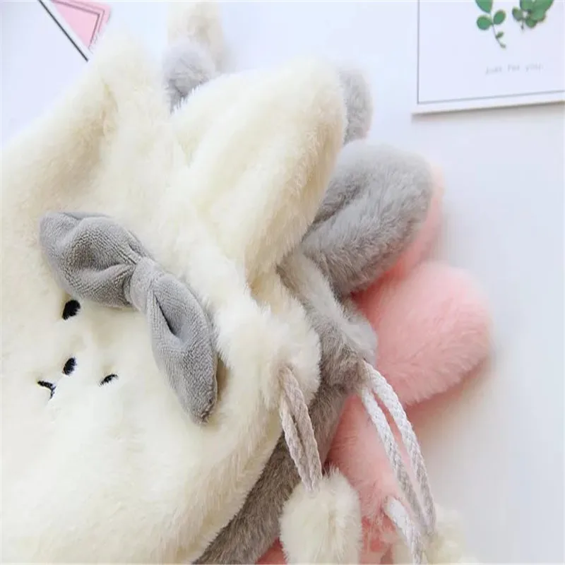 Милый мультипликационный кролик в стиле кавай, модная сумочка для монет, женский маленький кошелек для девочек, мягкий плюшевый кролик
